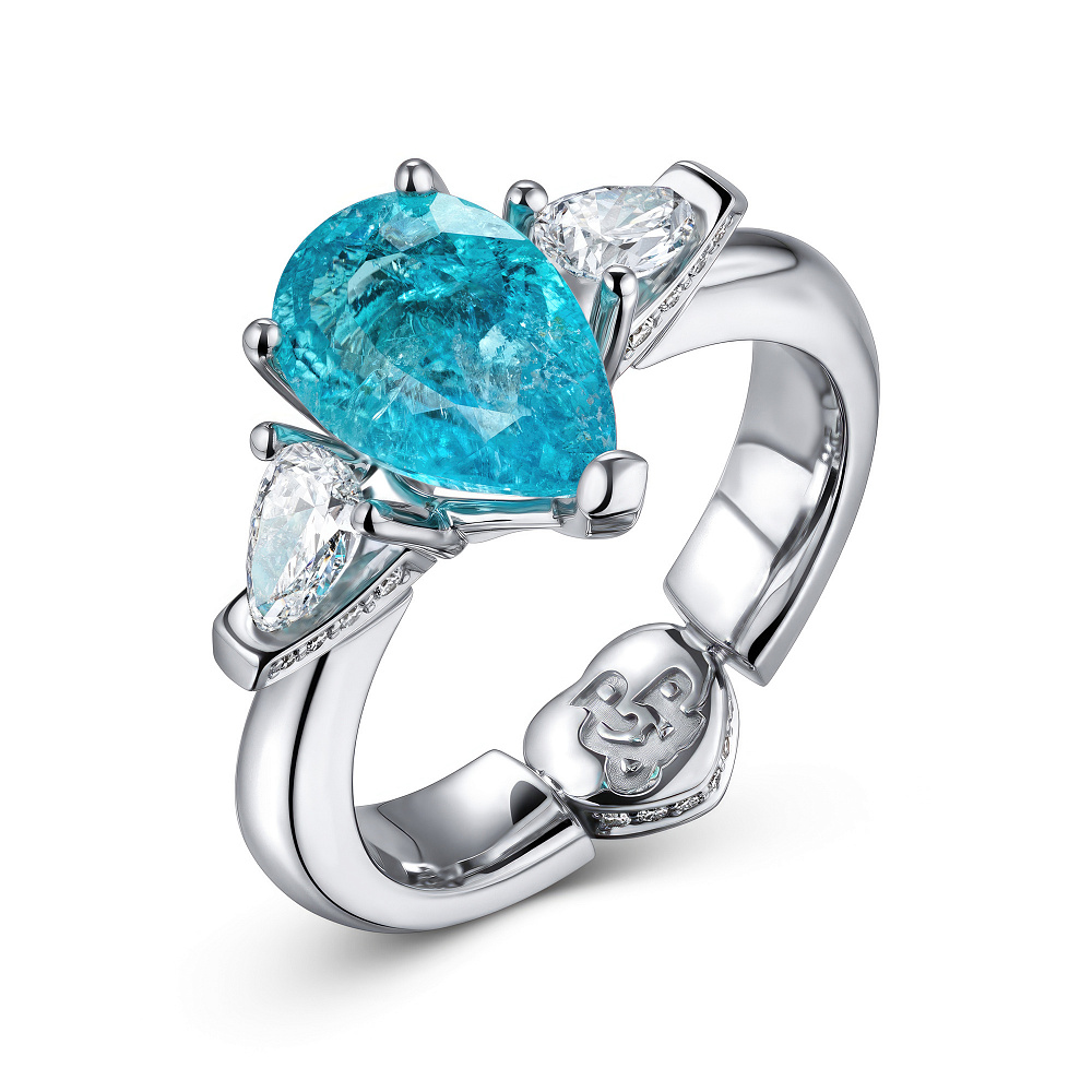 Ring with paraiba tourmaline and diamonds картинка 2