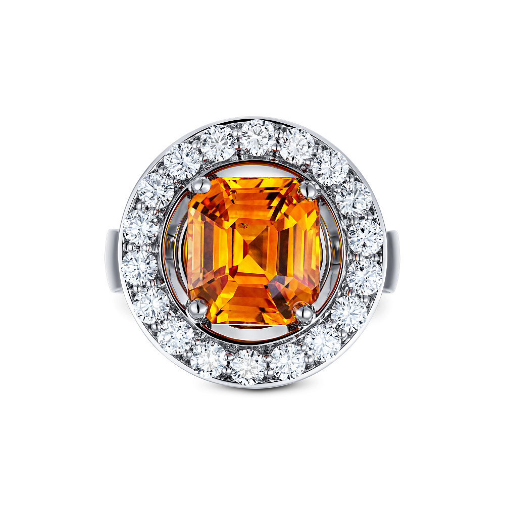 Ring with yellow sapphire and diamonds картинка 1