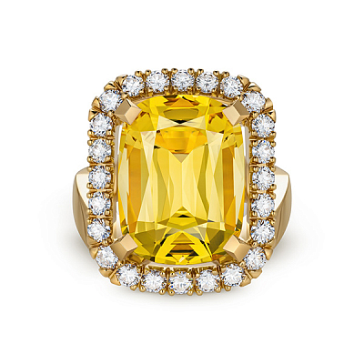 Ring with heliodor and diamonds