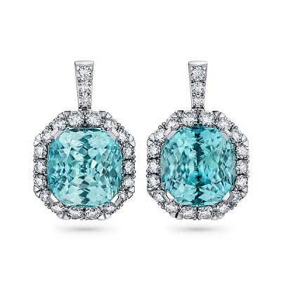 Earrings with сambodian zircons and diamonds