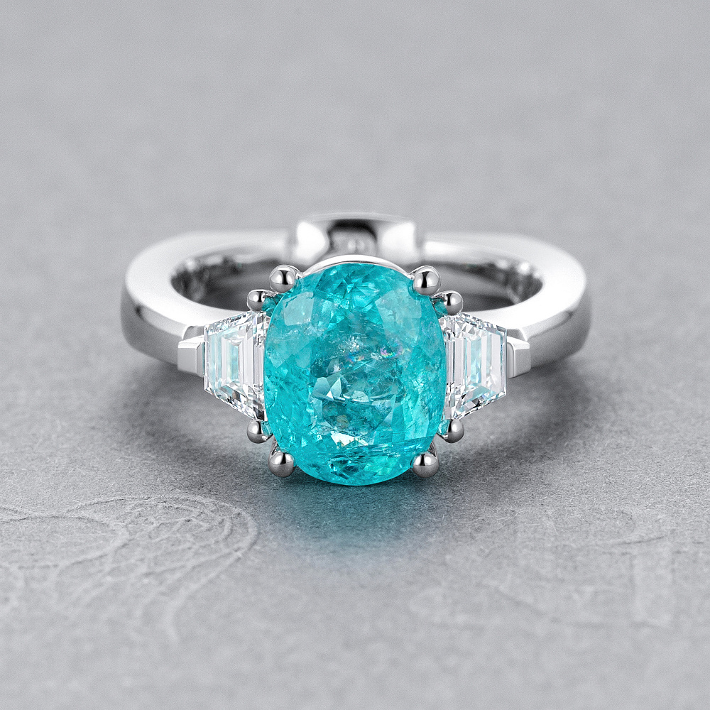 Ring with paraiba tourmaline and diamonds картинка 4