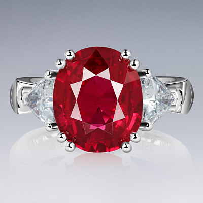 Ring with Pigeon's Blood ruby and diamonds