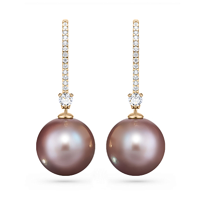 Earrings with freshwater pearls and diamonds
