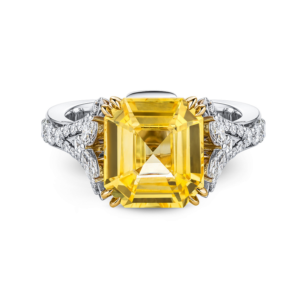 Ring with yellow sapphire and diamonds картинка 1