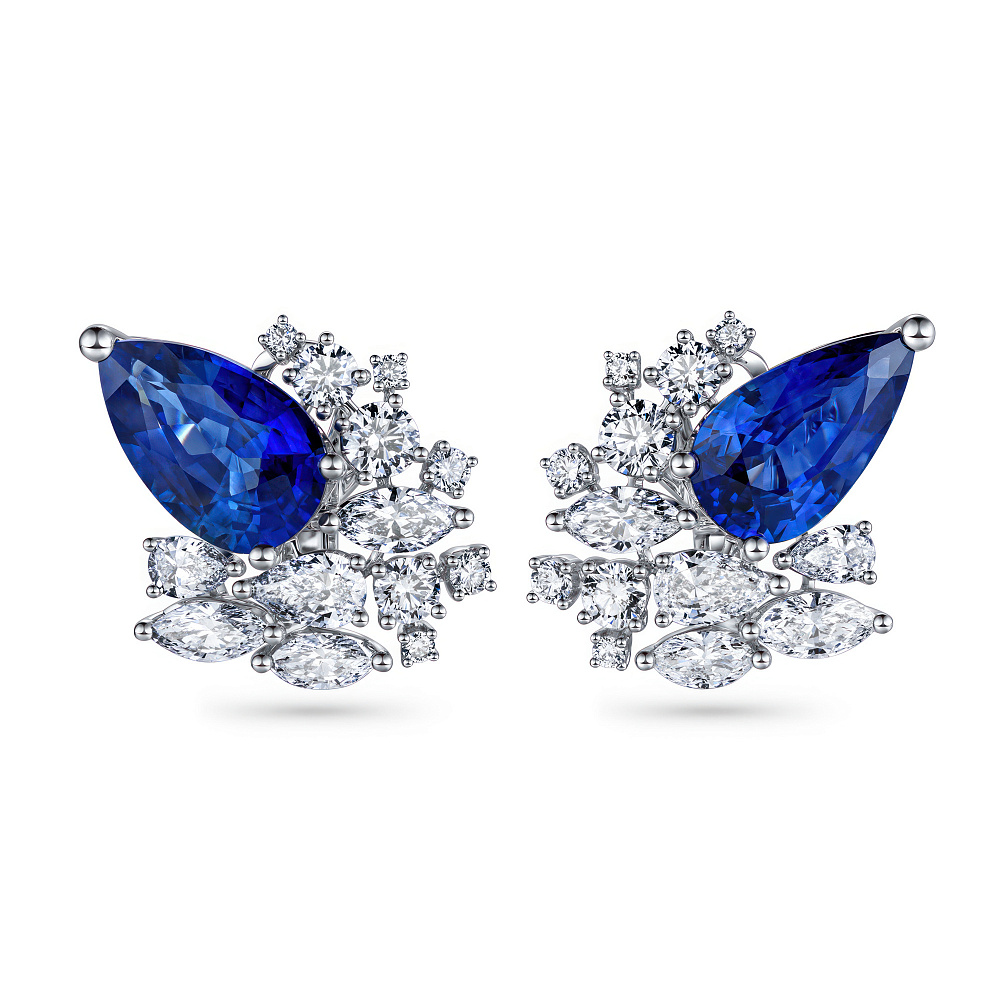 Earrings with blue sapphires and diamonds картинка 1