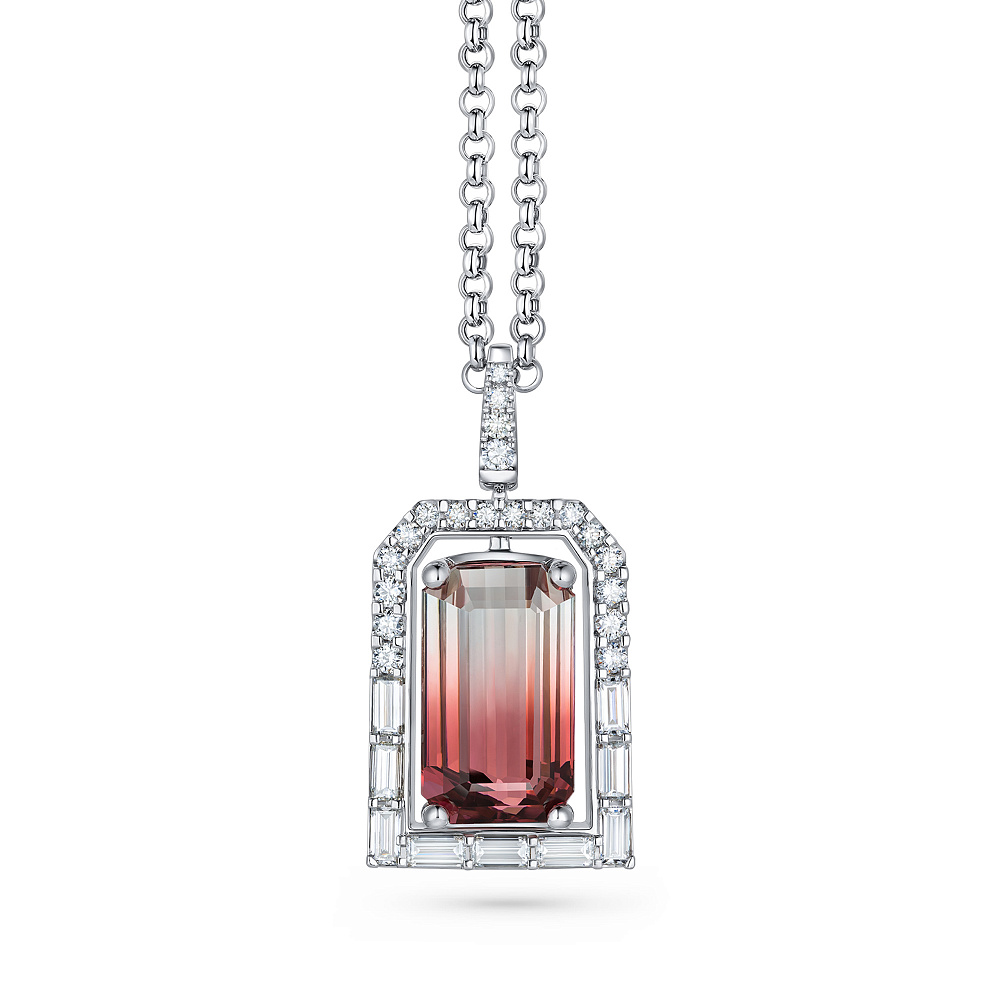 Pendant with Bi-color tourmaline and diamonds картинка 1