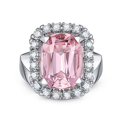 Ring with morganite and diamonds