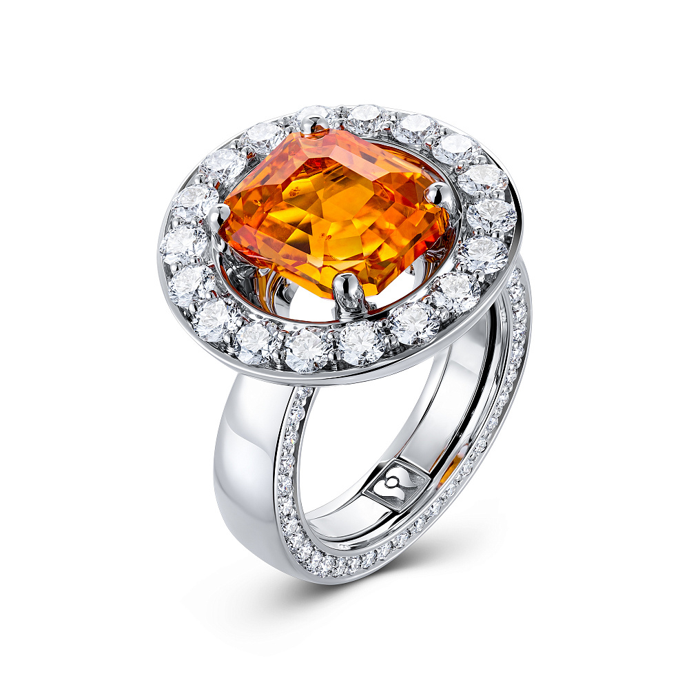 Ring with yellow sapphire and diamonds картинка 2