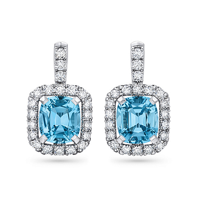 Earrings with Santa Maria aquamarines and diamonds