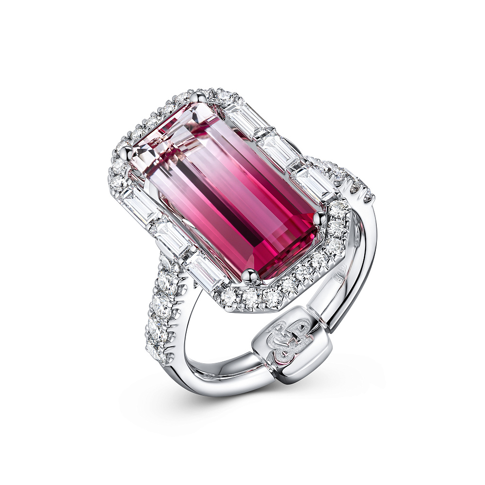 Ring with polychrome tourmaline and diamonds картинка 2