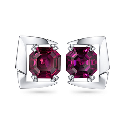 Earrings with rhodolite garnets