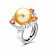 Ring with golden South Sea pearl, spessartite garnets, and diamonds