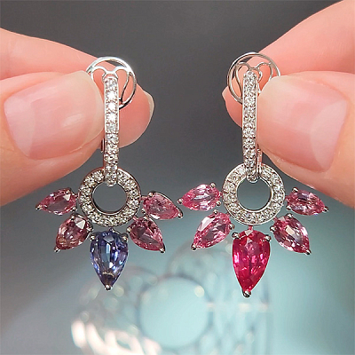 Earrings with spinel, sapphires and diamonds