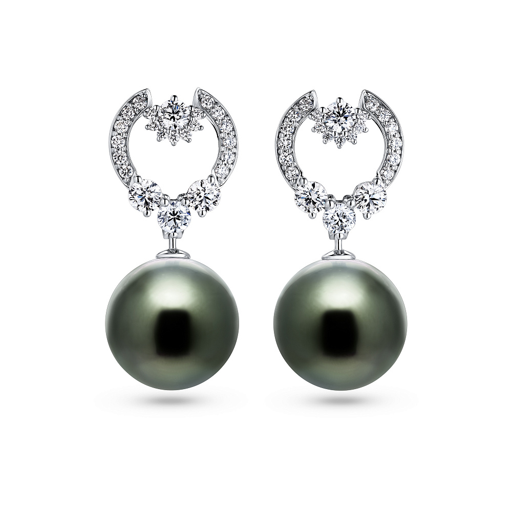 Earrings with Tahitian pearls and diamonds картинка 1