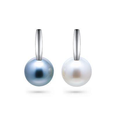 Earrings with South Sea pearls, Tahitian pearls, and diamonds