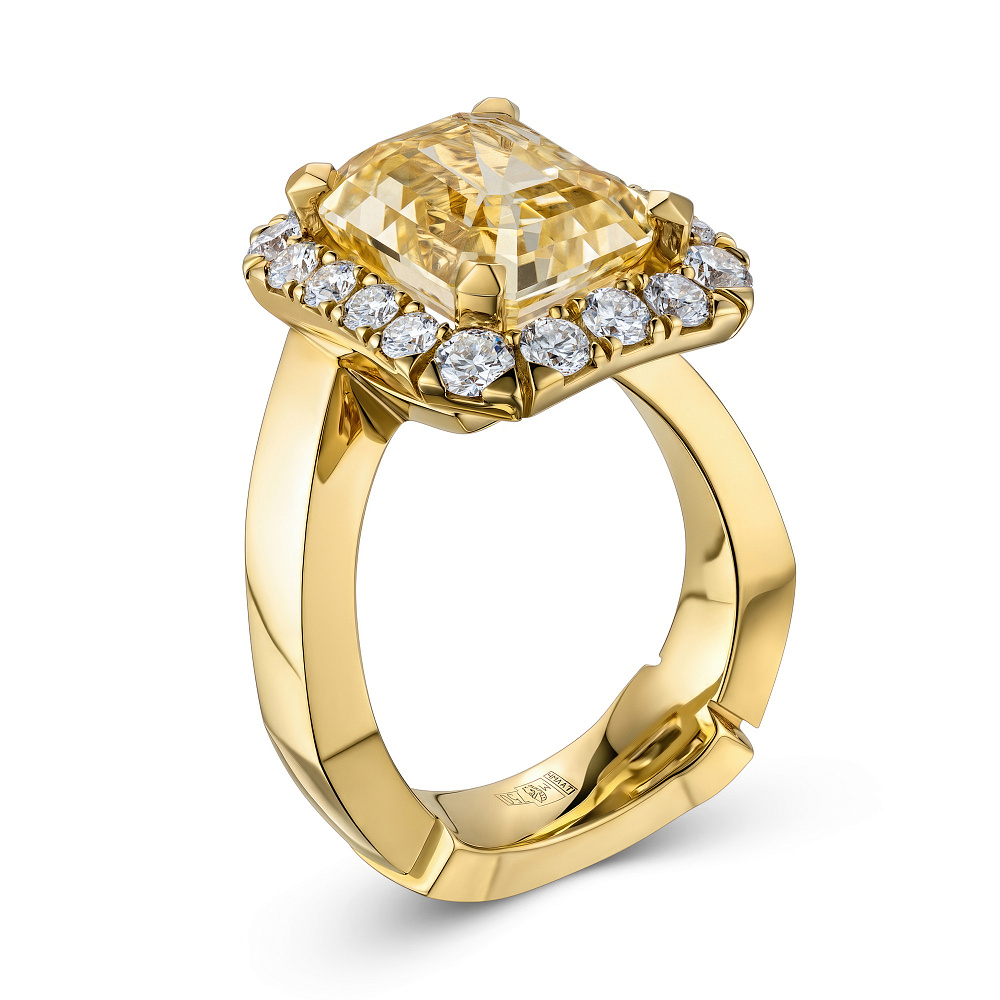 Ring with yellow sapphire and diamonds картинка 2
