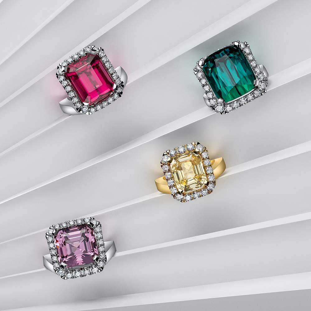 Ring with yellow sapphire and diamonds картинка 13