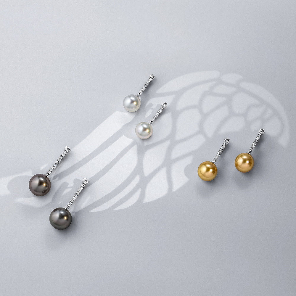 Earrings with Tahitian pearls and diamonds картинка 3
